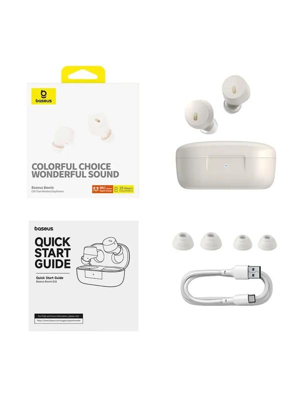 BASEUS słuchawki bezprzewodowe bluetooth TWS ENC IPX4 Bowie E18 białe