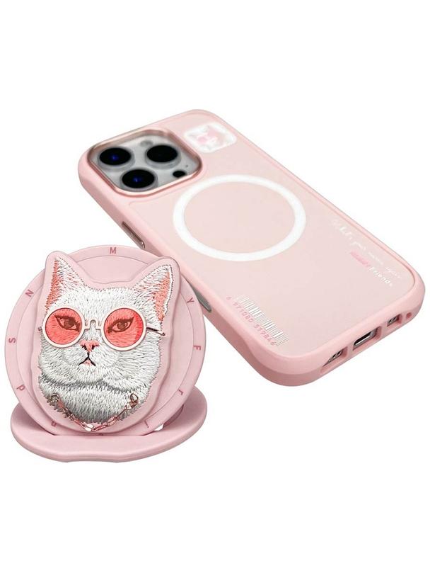NIMMY futerał GLASSES COOL CAT kompatybilny z MagSafe do IPHONE 16 Pro różowy