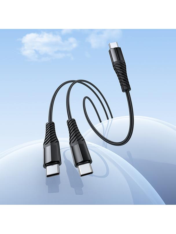 Kabel 2w1 USB C do USB C+C Hoco 1 m X123 czarny