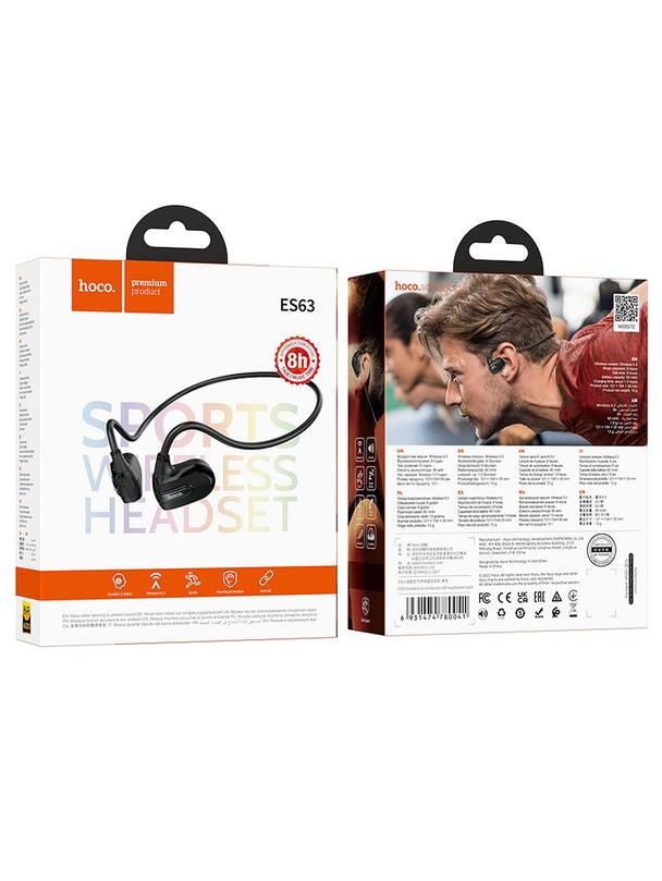 Słuchawki bezprzewodowe douszne Hoco z przewodnictwem powietrznym ES63 czarne