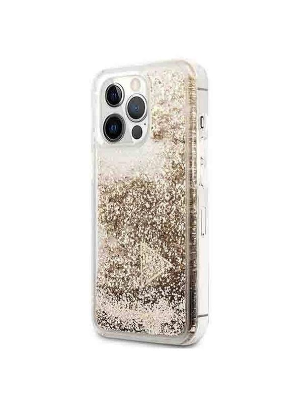 GUESS futerał do IPHONE 14 Pro GUOHCP14LGLHFLGO (Liquide Glitter Charms) złoty