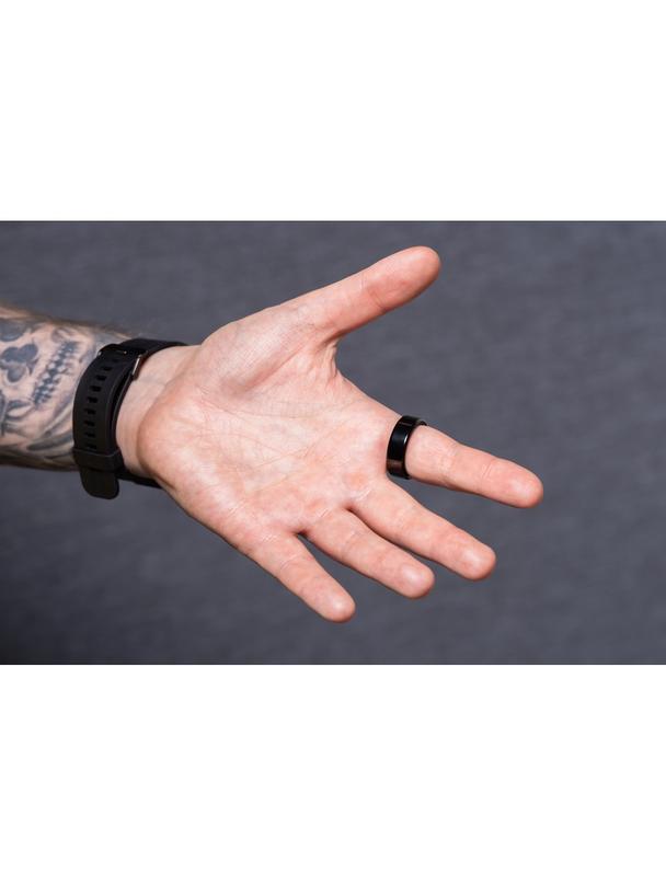 Smart Ring R11M- inteligentny pierścień ze stali ze stacją ładującą rozmiar 7 (17,3mm) czarny