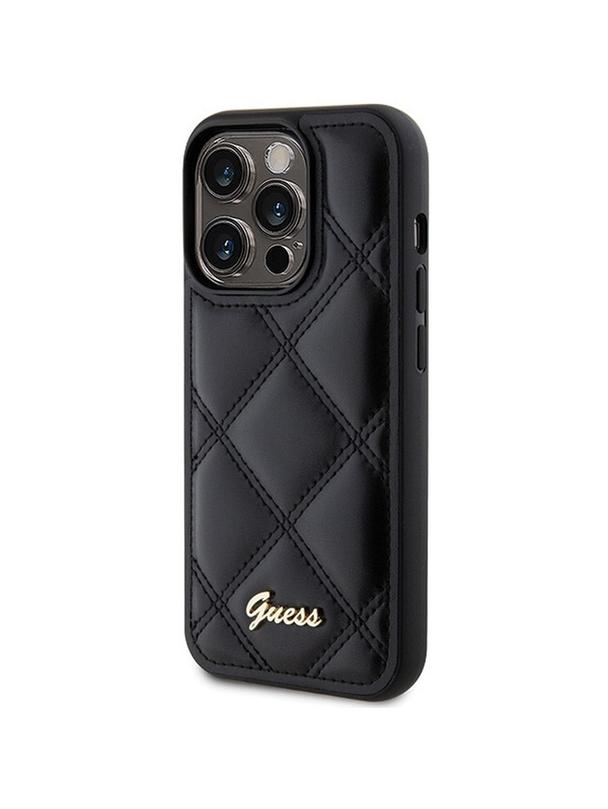 GUESS futerał do IPHONE 15 Pro GUHCP15LPSQSQSK (Quilted Metal Logo) czarny