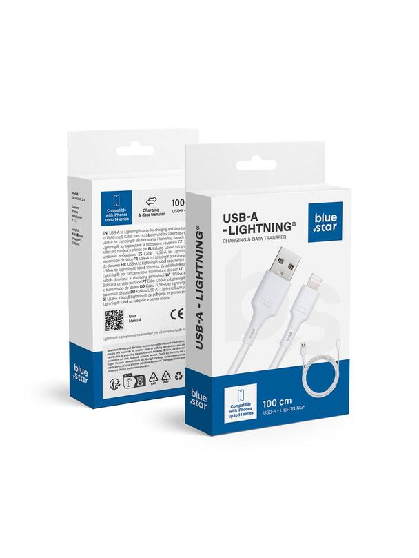 Kabel USB A do Lightning Blue Star 2,4A 1 m DC-001AL2.4 biały