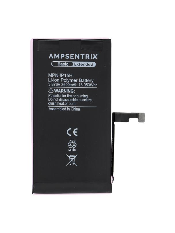 AmpSentrix Basic bateria do iPhone 15 (zwiększona pojemność 3600 mAh)