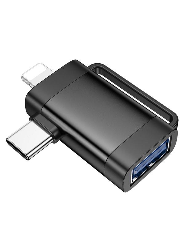 Adapter OTG 2w1 USB C / Lightning do USB A Hoco UA31F czarny