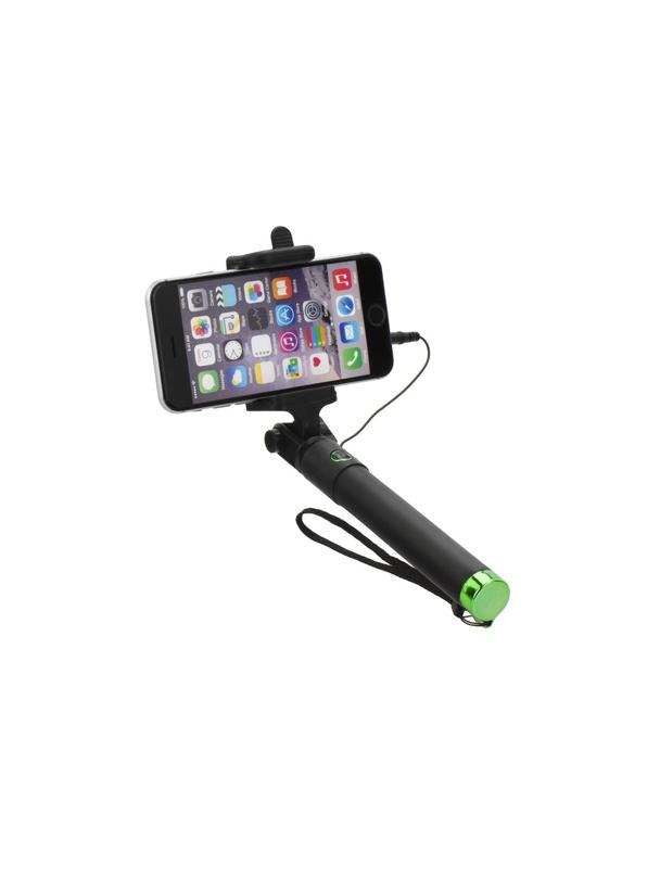 Uchwyt selfie z pilotem w rączce (przewód Jack 3,5 mm) zielony