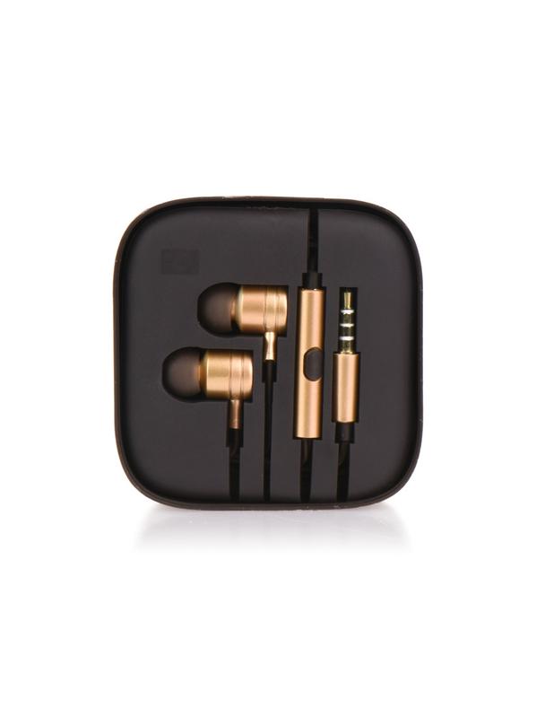 Słuchawki przewodowe Jack 3,5 mm z mikrofonem MI metal box złoty