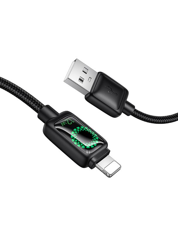 Kabel USB A do Lightning Hoco 2,4A 1,2 m z LCD U146 czarny