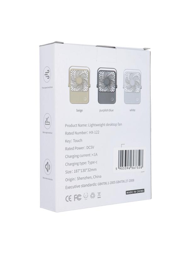 Wentylator / wiatrak biurkowy z regulowaną podstawką HX-122 biały