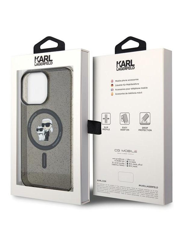 KARL LAGERFELD futerał do IPHONE 15 Pro Max KLHMP15XHGKCNOK (Glitter + MAG) czarny