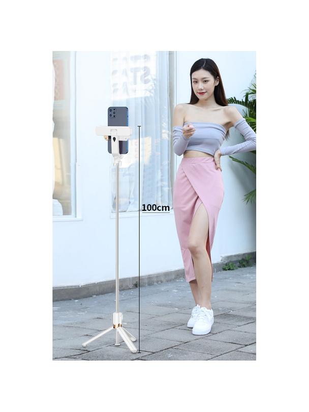 Uchwyt selfie z pilotem bezprzewodowym tripod z LED SSTR-20 biały