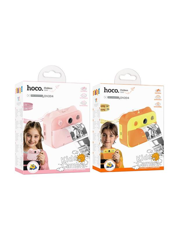 Aparat cyfrowy dla dzieci z drukarką i funkcją selfie Hoco 2,4" DV204 żółty