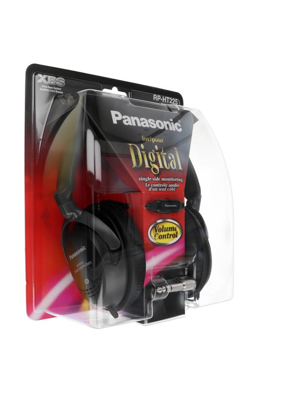 Słuchawki przewodowe nagłowne 3,5mm z adapterem duży Jack PANASONIC RP-HT225 czarne