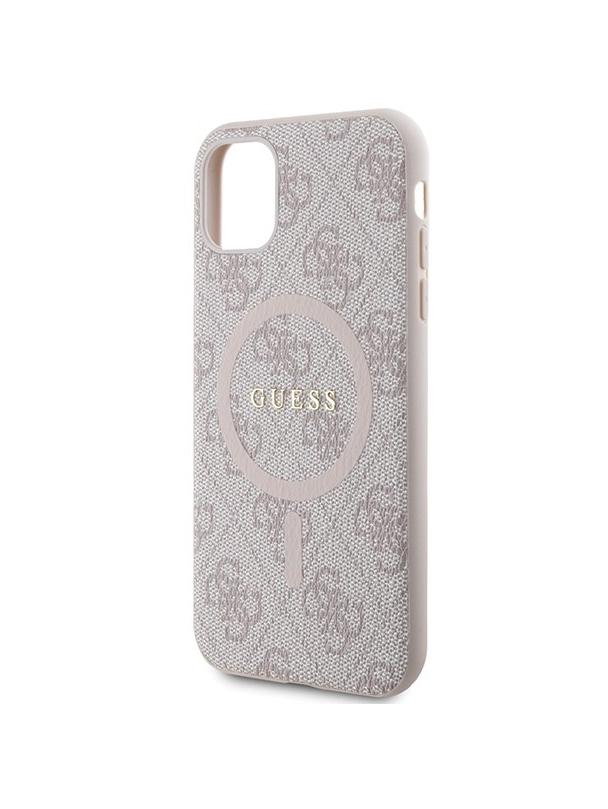 GUESS futerał do IPHONE 11 kompatybliny z MagSafe GUHMN61G4GFRP (4G Ring classic logo) różowy