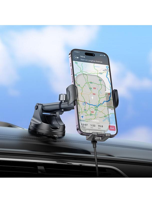 Uchwyt na telefon do samochodu indukcyjny Hoco 15 W do szyby / deski HW5 czarny