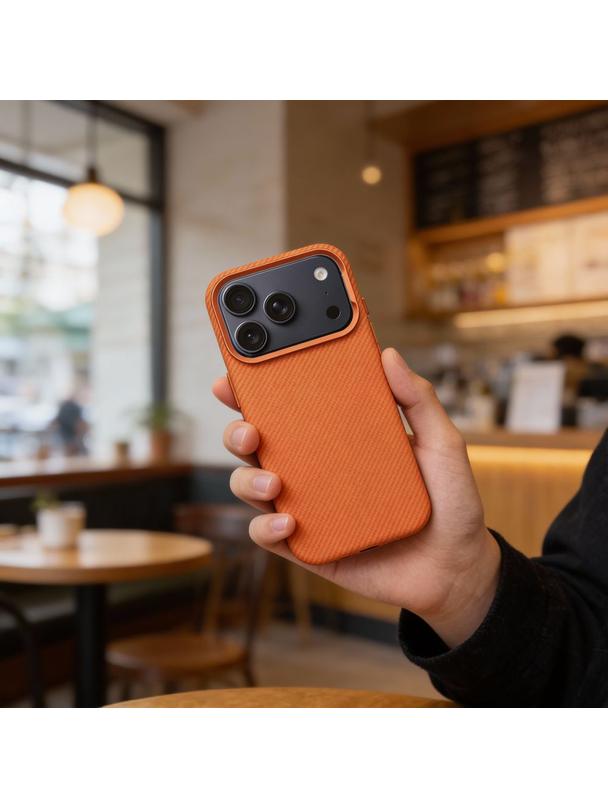 Futerał do iPhone 16 PRO Kevlar zgodny z MagSafe pomarańczowy