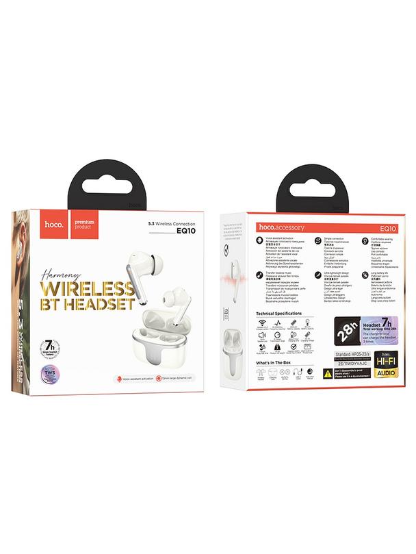Słuchawki bezprzewodowe douszne Hoco TWS EQ10 mleczna biel