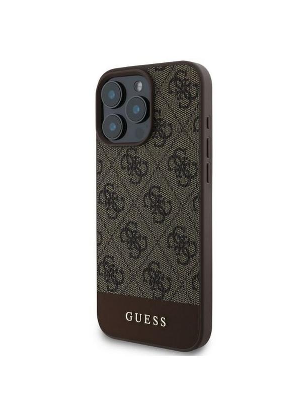 GUESS futerał do IPHONE 16 Pro Max GUHCP16XG4GLBR (PC/TPU 4G PU Bottom Stripe) brązowy