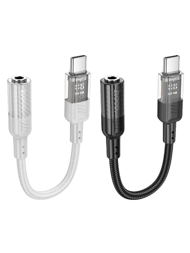 Adapter AUX USB C do Jack 3,5 mm Hoco 0,15 m LS37 transparentny czarny