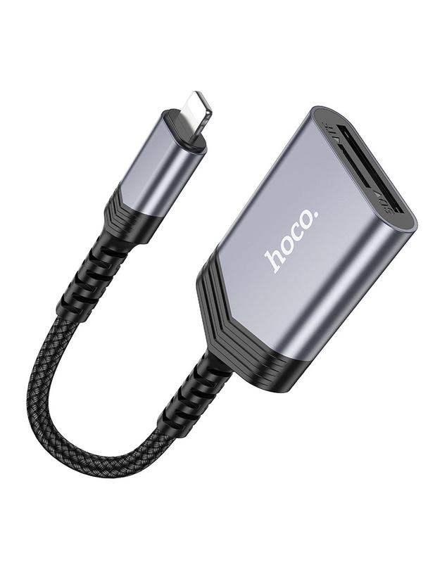 Czytnik kart SD / TF Hoco Lightning UA25 szary