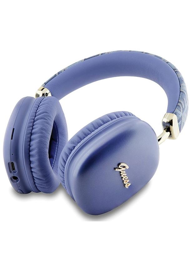 Słuchawki bezprzewodowe nauszne Guess Gcube Metallic Script Logo GUBHK1GCTCSU fioletowe