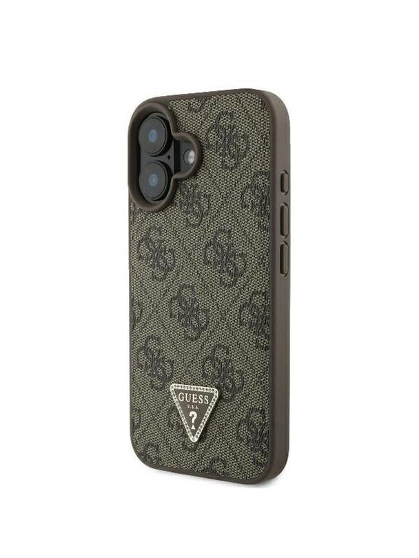 GUESS futerał do IPHONE 16 GUHCP16SP4TDPW (PU Leather 4G Triangle Strass) brązowy