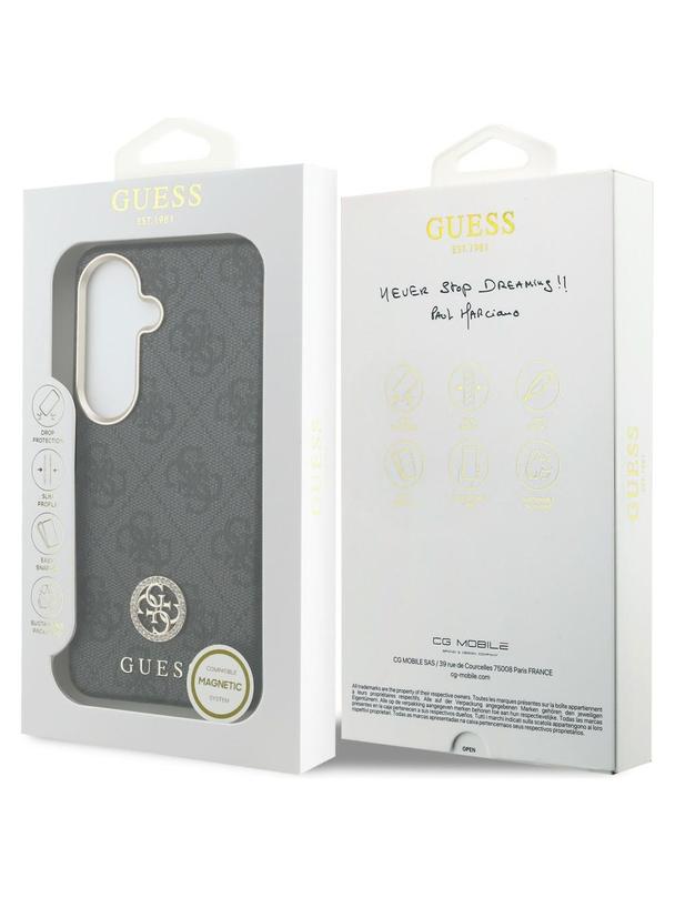 GUESS futerał do SAMSUNG S26 GUHMS26SP4GRMDEK (4G Rhinestone Round Logo MagSafe) czarny