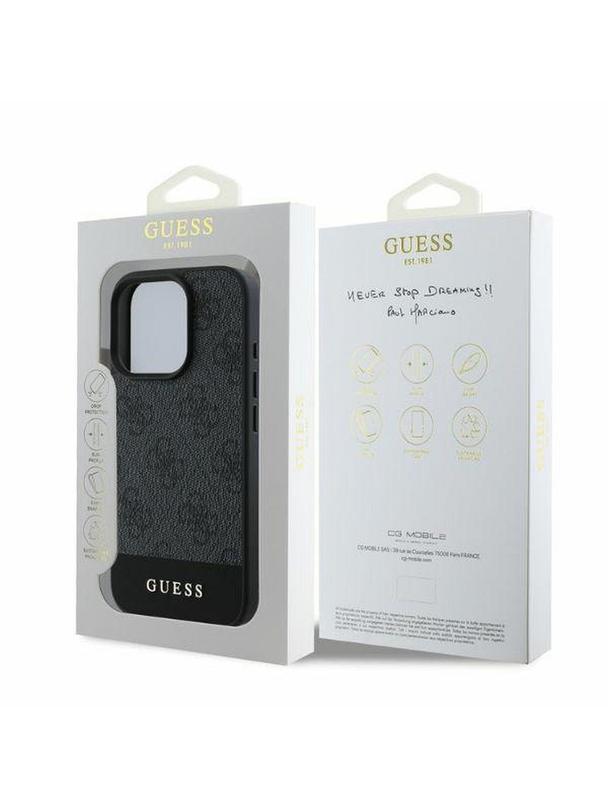 GUESS futerał do IPHONE 16 Pro GUHCP16LG4GLGR (PC/TPU 4G PU Bottom Stripe) szary