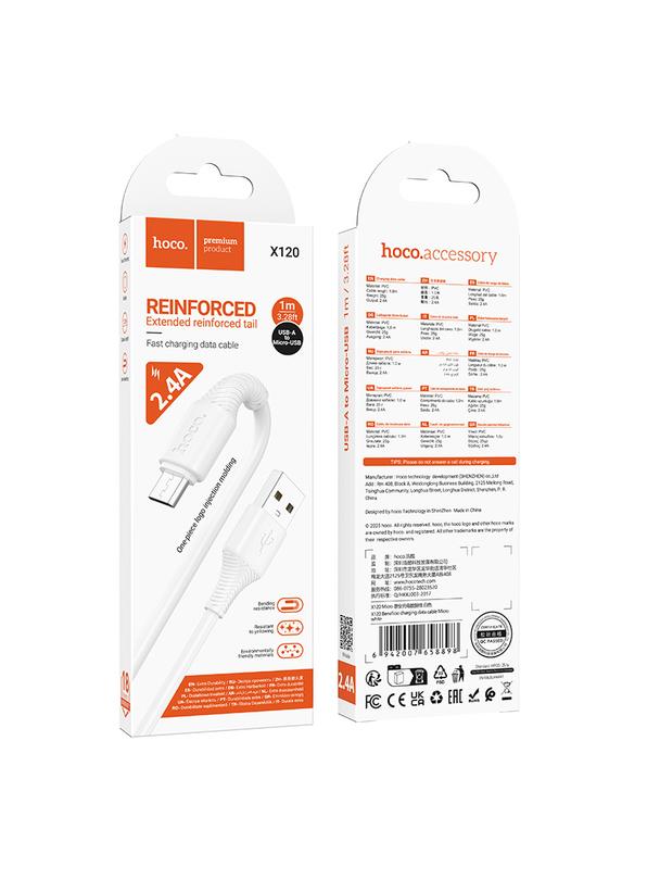 Kabel USB A do Micro USB Hoco 2,4A 1 m X120 biały