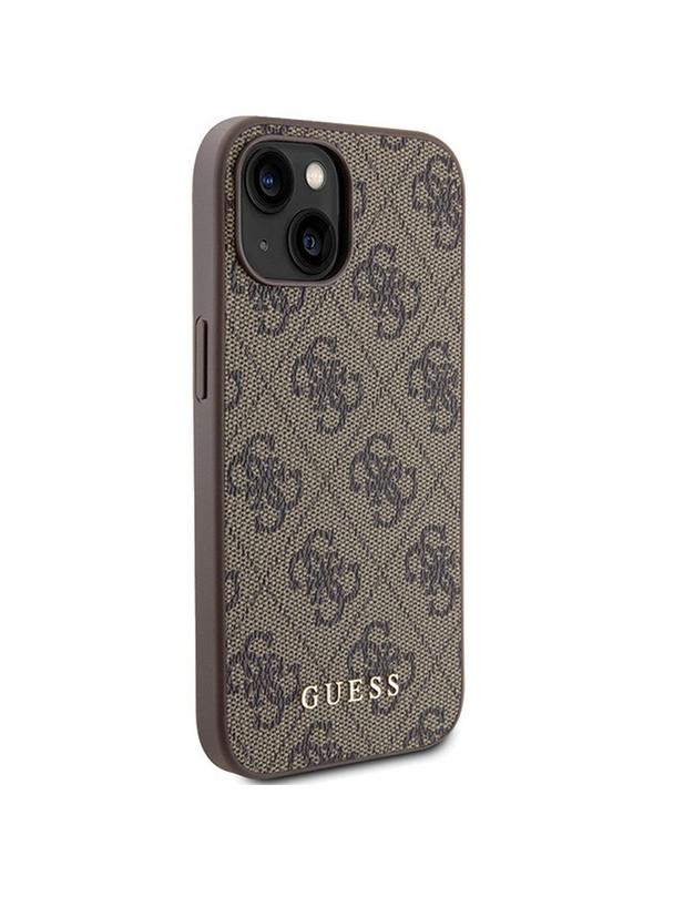 GUESS futerał do IPHONE 15 GUHCP15SG4GFBR (4G Metal Logo) brązowy