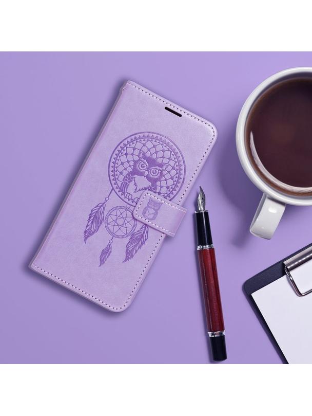 Kabura MEZZO Book do IPHONE 15 Pro łapacz snów fioletowy