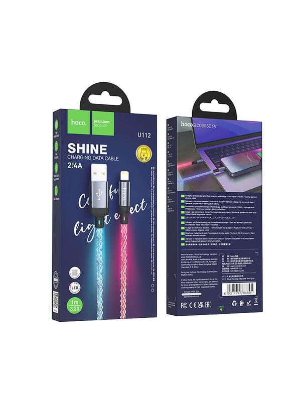 Kabel USB A do Lightning Hoco 2,4A 1 m U112 szary