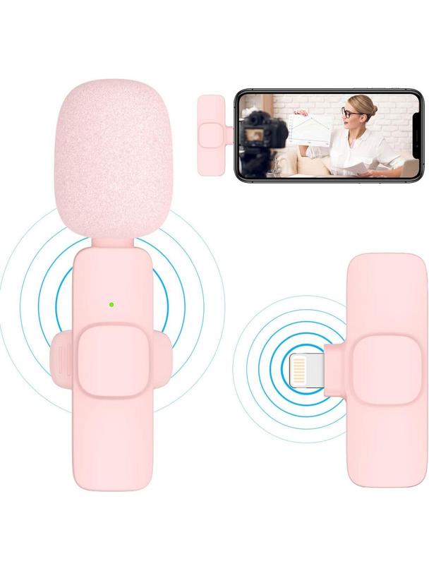 Mikrofon krawatowy bezprzewodowy Typ C podwójny (2 w zestawie) K1 różowy