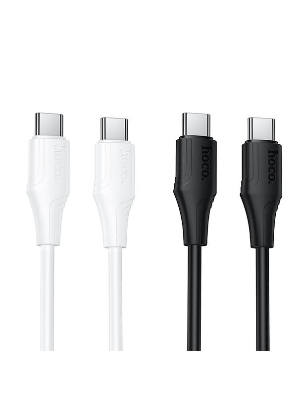 Kabel USB C do USB C Hoco 3A 60W silikonowy 1 m X124 biały