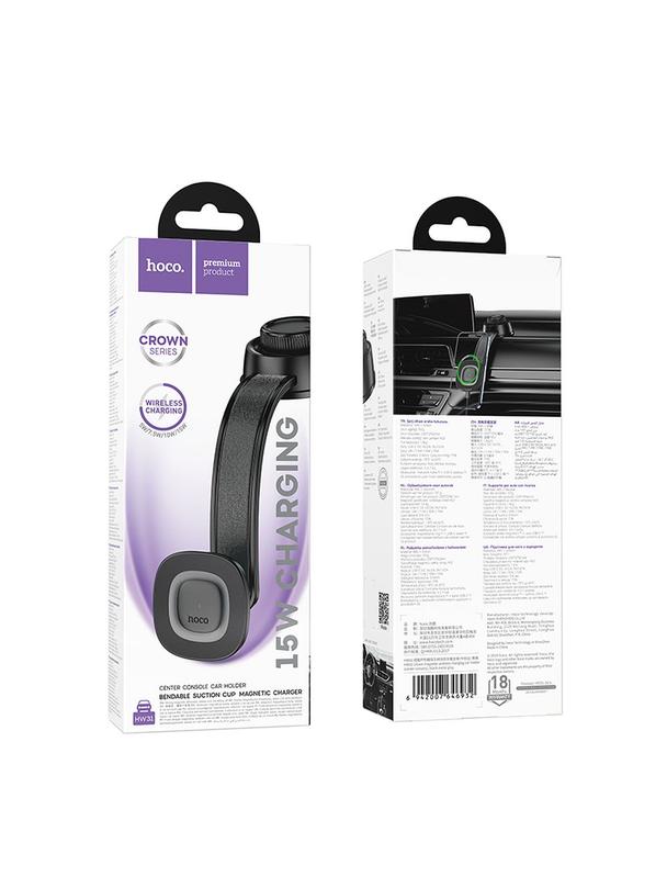 Uchwyt na telefon do samochodu indukcyjny Hoco 15W do deski HW31 czarny
