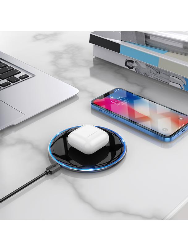 Ładowarka indukcyjna Hoco 2A 15W z podświetleniem CW6 PRO czarna