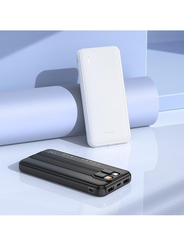 Powerbank Hoco 10000 mAh 2A z wbudowanymi kablami USB C + Lightning J118 czarny