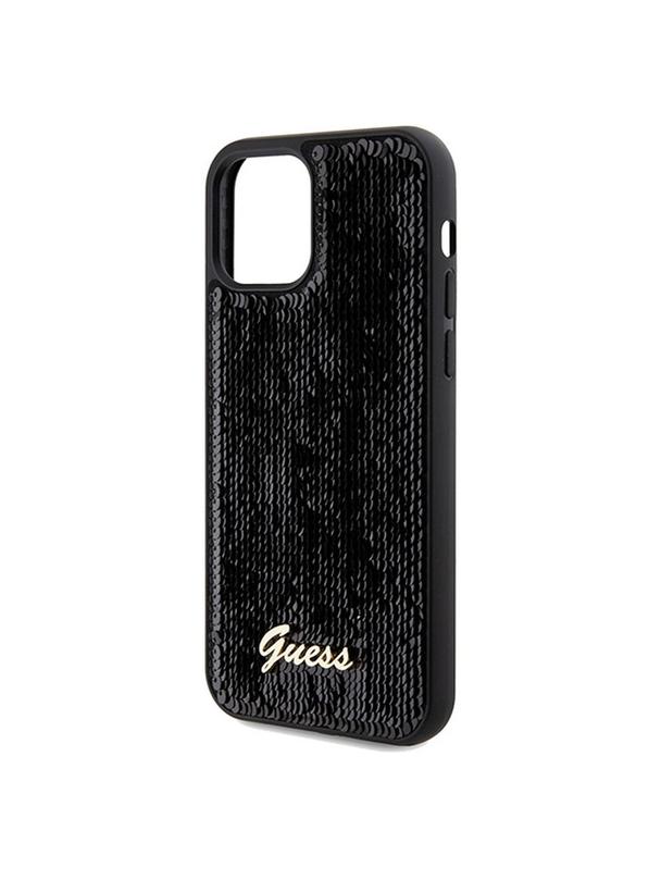 GUESS futerał do IPHONE 12 / 12 Pro GUHCP12MPSFDGSK (Sequin Script Metal) czarny