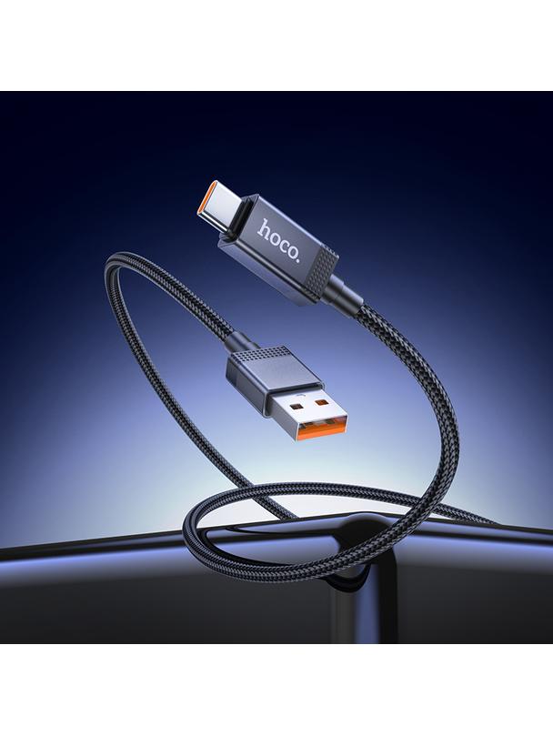 Kabel USB A do USB C Hoco 5A z wyświetlaczem 1 m X118 czarny