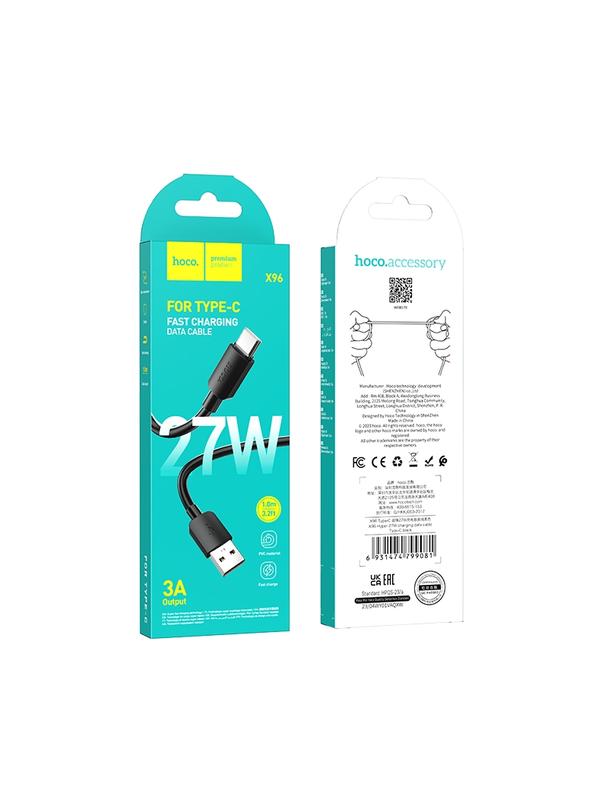 Kabel USB A do USB C Hoco PD 2,4A 27W 1 m X96 czarny