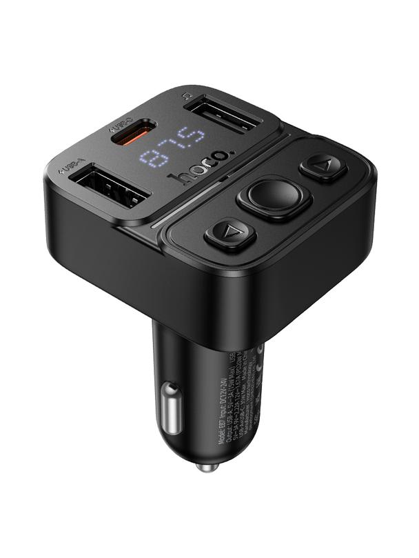 Transmiter samochodowy bluetooth Hoco USB A + USB C QC PD 35W E87 czarny