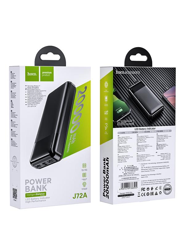 Powerbank Hoco 20000 mAh 2A J72A czarny