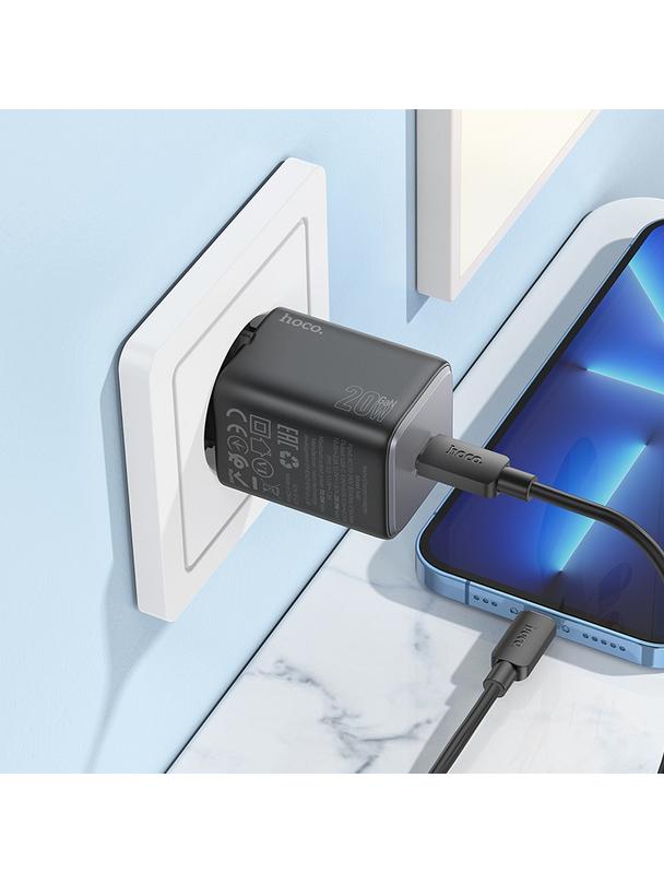 Ładowarka sieciowa do telefonu Hoco USB C QC PD 20W N40 czarna