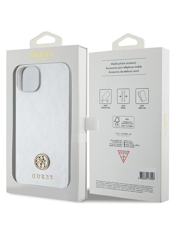 GUESS futerał do IPHONE 13 / 14 / 15 GUHCP15SPS4DGPS (Strass Metal Logo) srebrny