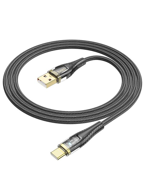 Kabel USB A do USB C Hoco 2,4A 1,2 m U121 czarny transparentny