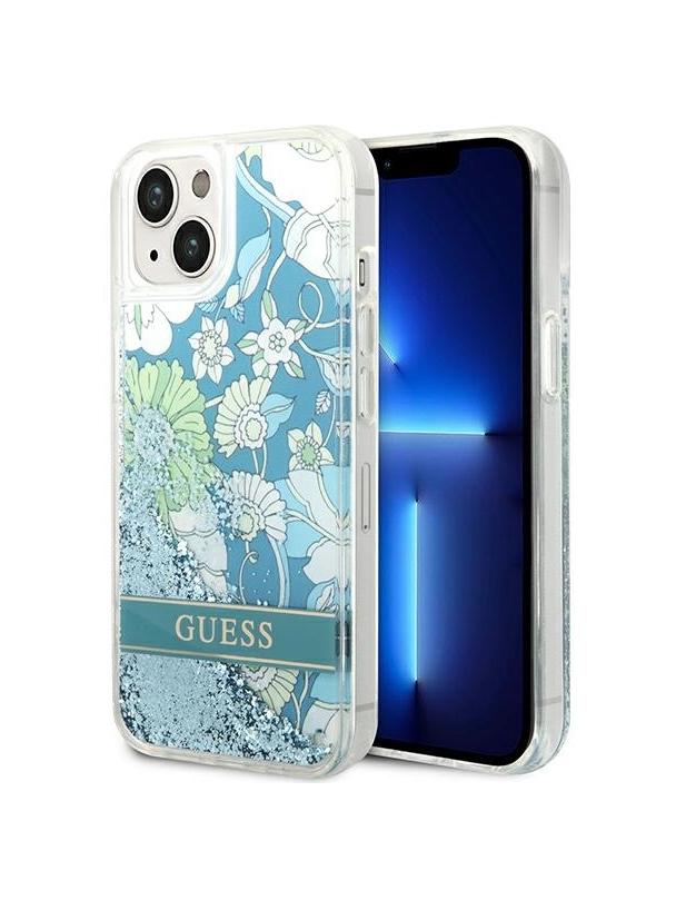 GUESS futerał do IPHONE 13 / 14 / 15 GUHCP14SLFLSN (Flower Liquid Glitter) zielony
