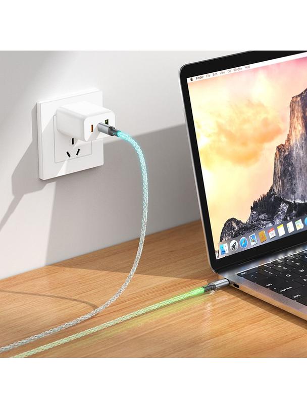 Kabel USB C do USB C Hoco 3A 60W LED 1 m U112 szary