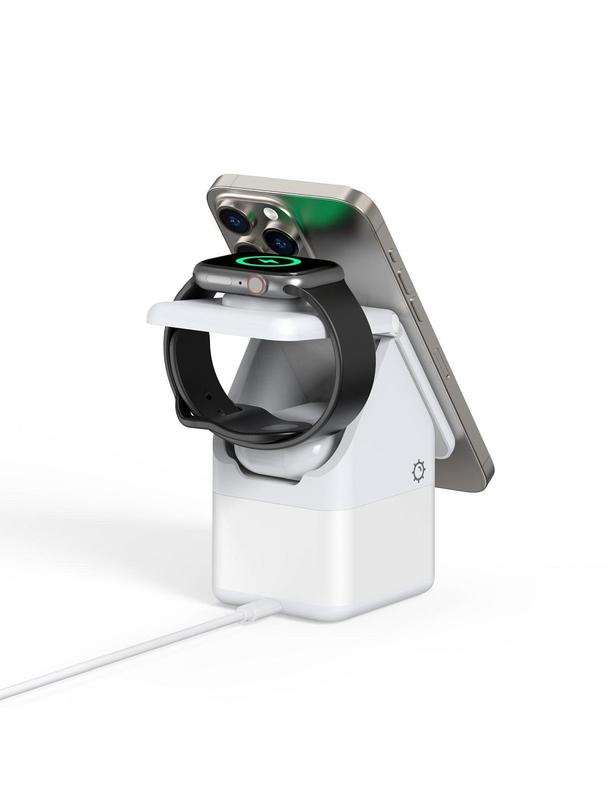 DUZZONA W20 - ładowarka indukcyjna z lampką 4w1 kompatybilna z MagSafe 15W biała