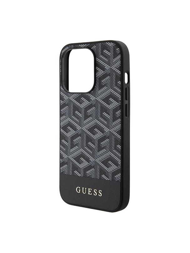 GUESS futerał do IPHONE 15 Pro kompatybilny z MagSafe GUHMP15LHGCFSEK (CUBE Stripes) czarny
